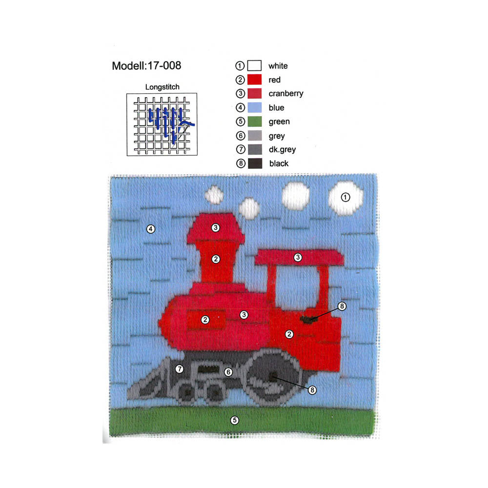 Duftin 15x15 cm Tren Desenli Uzun İşleme Nakış Kiti
